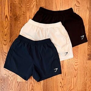 Gymshark Athletic Shorts - Black, White, and Navy Bundle
